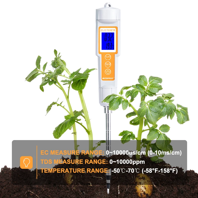 

Digital 3 in 1 Soil EC TDS Temperature Meter Water Quality Analyzer Aquarium Milk Cheese Soil PPM Electric Conductivity Tester