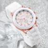 4PCS/Set Geneva Watch Pealrs Jewelry Set Fashion Silicone Band Women Quartz Wristwatch Female Casual Clock（Without Box） 5