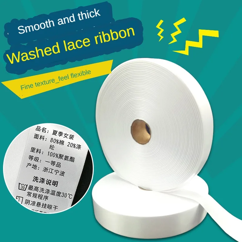 

Blank Single/double Sided Woven Edge Ribbon Barcode Washable Transfer Mark Ribbon Wash Ribbon Width 30 35 40mm * 200m Label