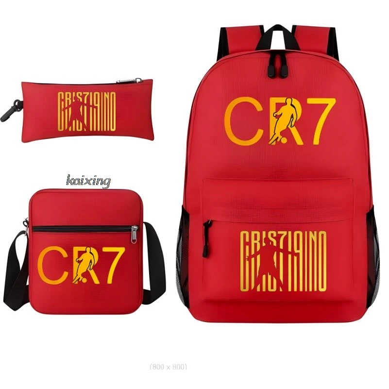 New CR7 Backpacks 3Pcs Football Stars Printe Lightweight Simple
