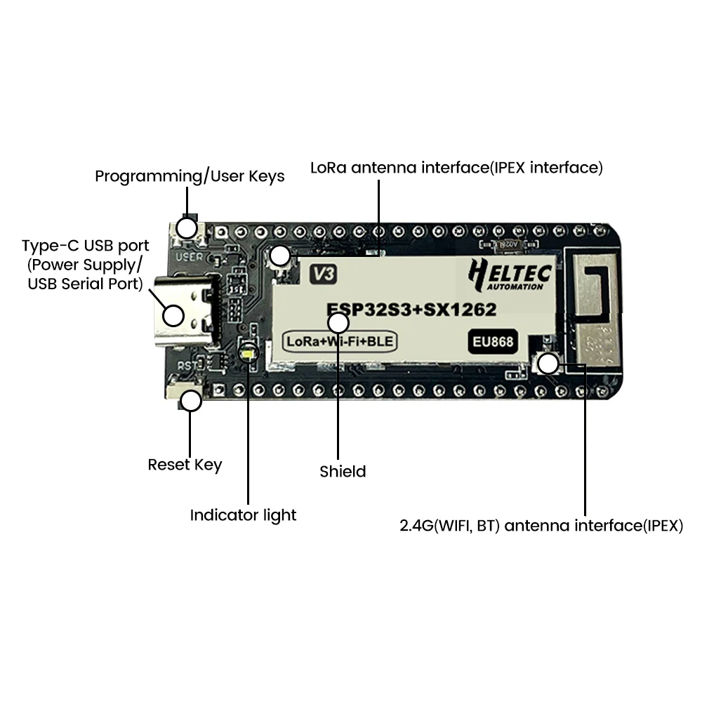 433-510MHZ 863-928MHZ Wireless Stick Lite ESP32+LoRa V3 Development Board Compatible With ESP32-S3 Node Type-C