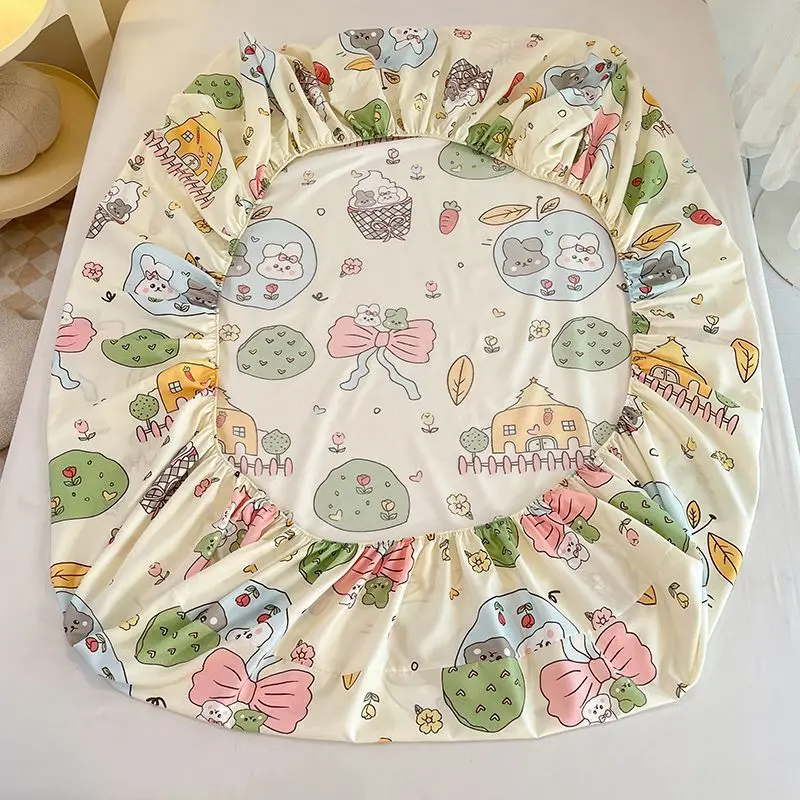 Washable Cotton Fitted Sheet Single Piece Non slip Mattress Protective Cover Full Cover Bed Sheet Simmons Cover