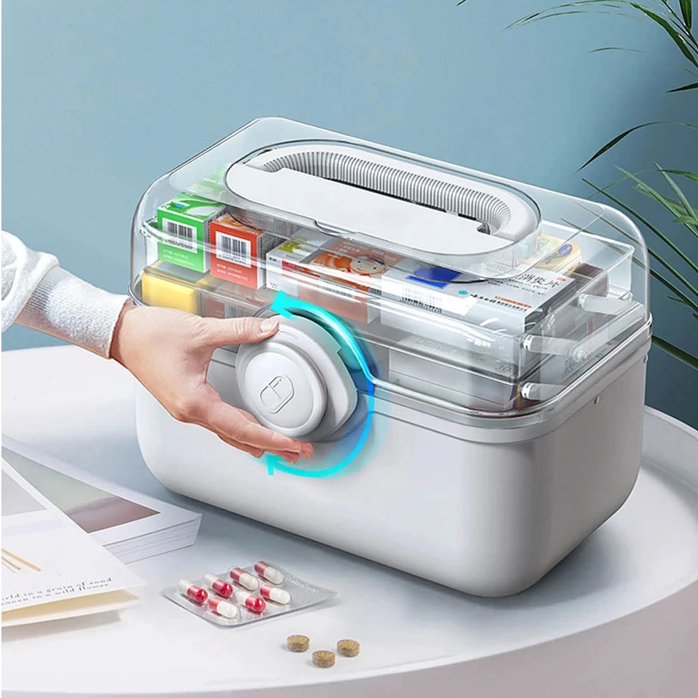 3 Layers Large Capacity First Aid Kit Family Portable Organizer Box Medicine Split Multifunction-Layer Storage First Aid Kit Box