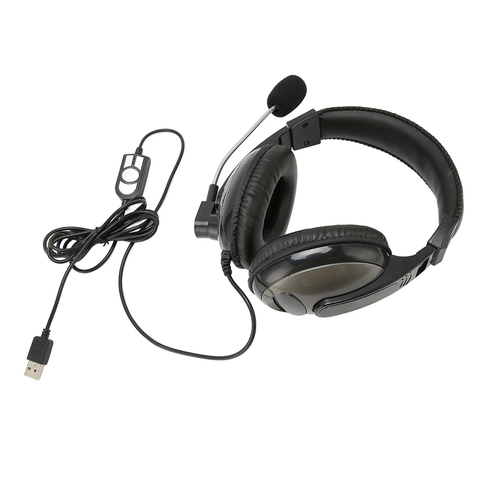 컴퓨터 헤드셋 USB 게임용 헤드셋 와이어 제어 PS4용 PC 노트북용 마이크가 있는 조절 가능한 볼륨 게임용 헤드셋