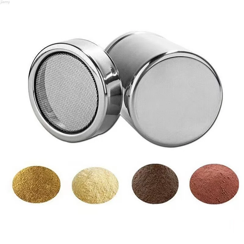 304 Stainless Steel Powder Dispenser Tube With Mesh Dense Hole Powder Tank Salt And Pepper Shakers Condiment Dispenser seasoning jar salt shaker spices bottle salt pepper shakers