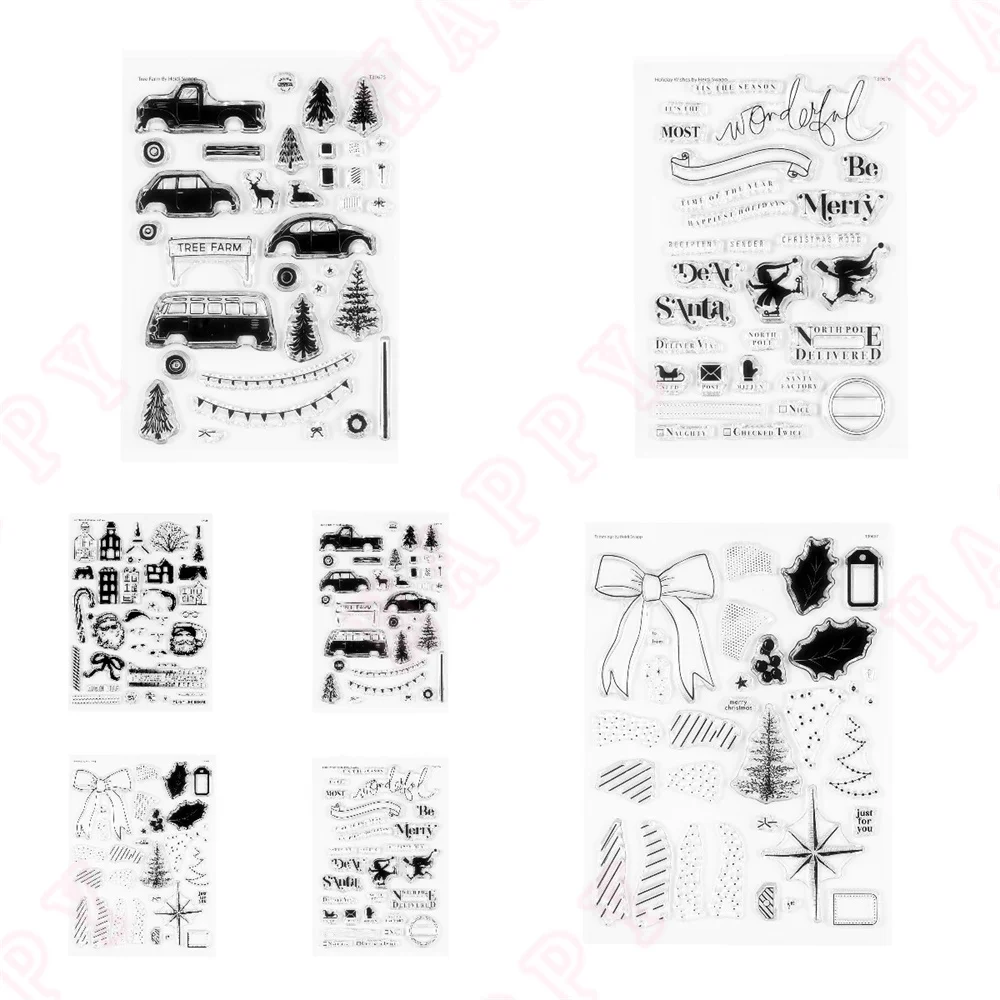 

New 2023Christmas and Halloween Clear Stamps for DIY Scrapbook Stamps Album Craft Paper Card Decoration All kinds of cars stamps