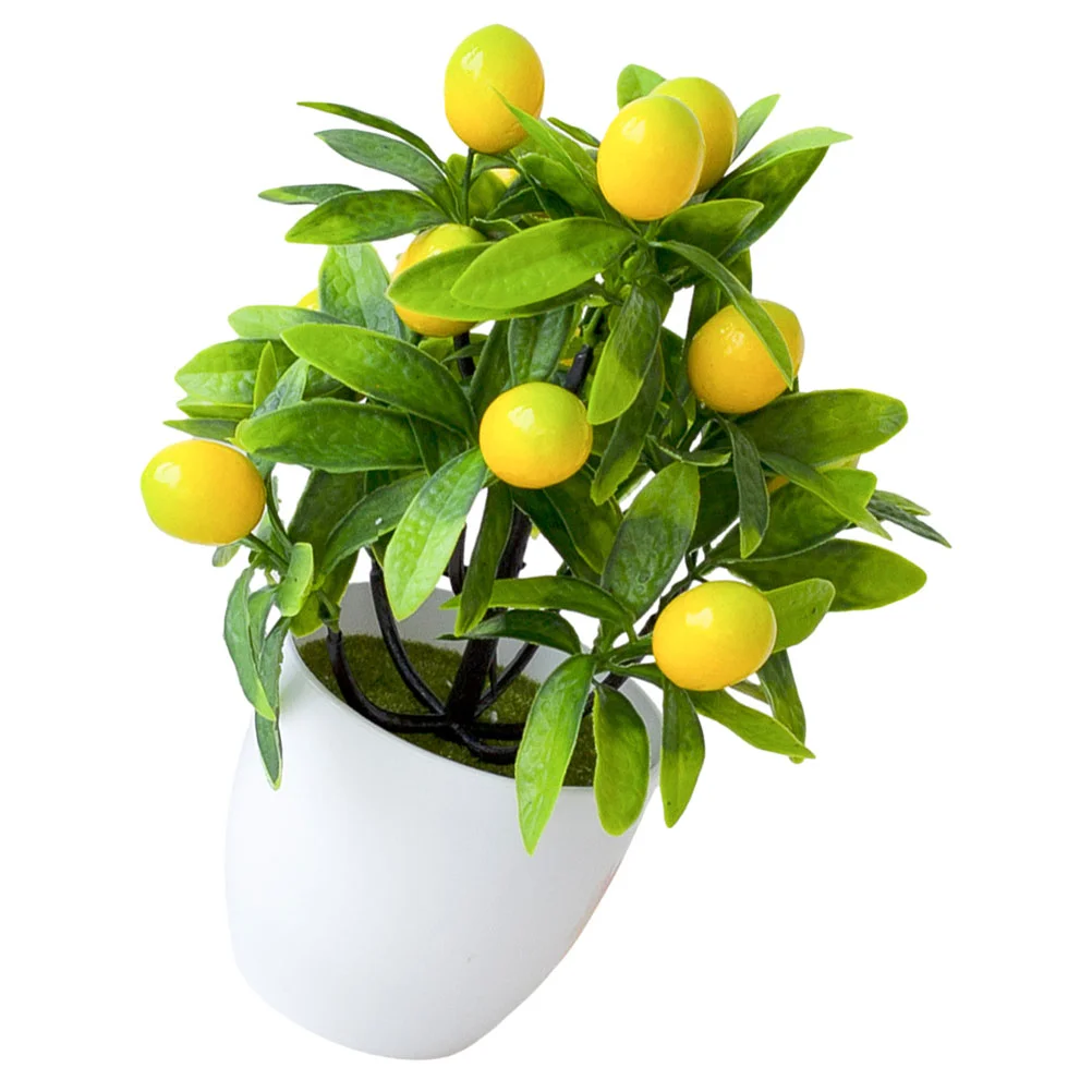 

Small Artificial Plant Fake Plastic Lemon Tree Bonsai Decor Potted Plant Bathroom Faux Plant Indoor Decor Window Tabletop