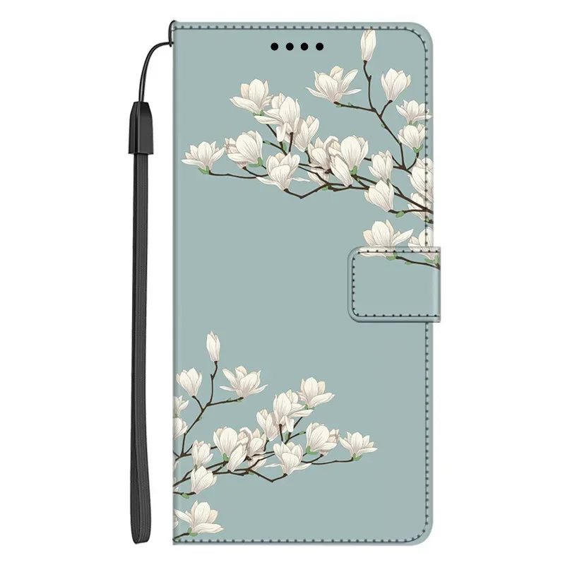 Luxury Leather Flip Case Wallet with Stand and Artistic Design