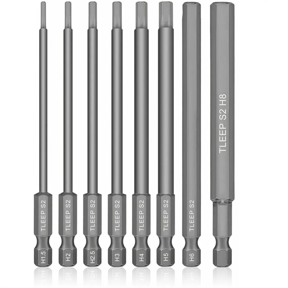Magnetic Screwdriver Bit Set 8Pcs 1/4" Hex Shank Head Allen Wrench Screwdriver Socket Bit Metric