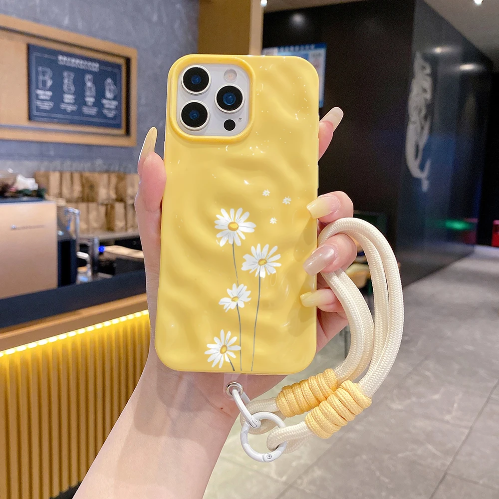 Daisy Design Shockproof Soft TPU Phone Case with Lanyard