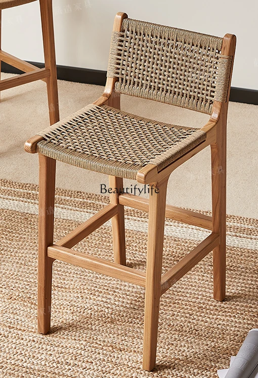 

Барные стулья из цельной древесины украшения из ротанга B & B, барный стул, домашнее барное сиденье