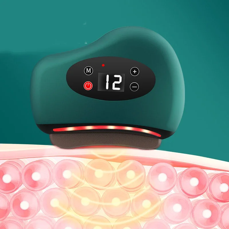 Electric Guasha Massager Hot Compress Massager Stone Heating Vibration Scraping Neck Face Body Skin Lifting Removal Wrinkle Tool