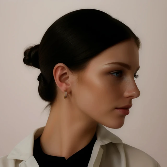 Three Layer J-shaped Stainless Steel Earrings for Woman Simple Design Style Jewelry To Showcase Personality 3