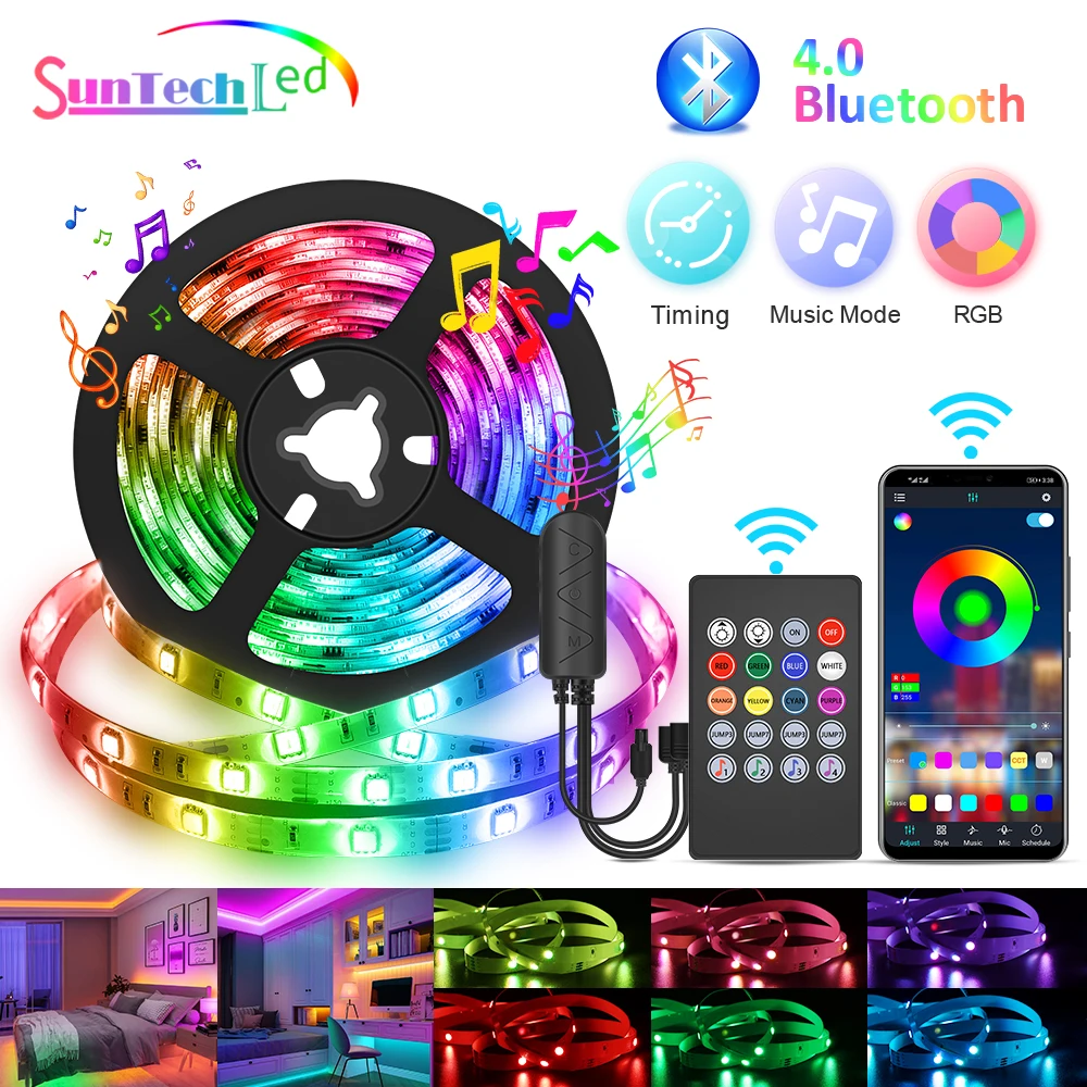 Светодиодная ленсветильник музыка изменение цвета синхронизации RGB лента
