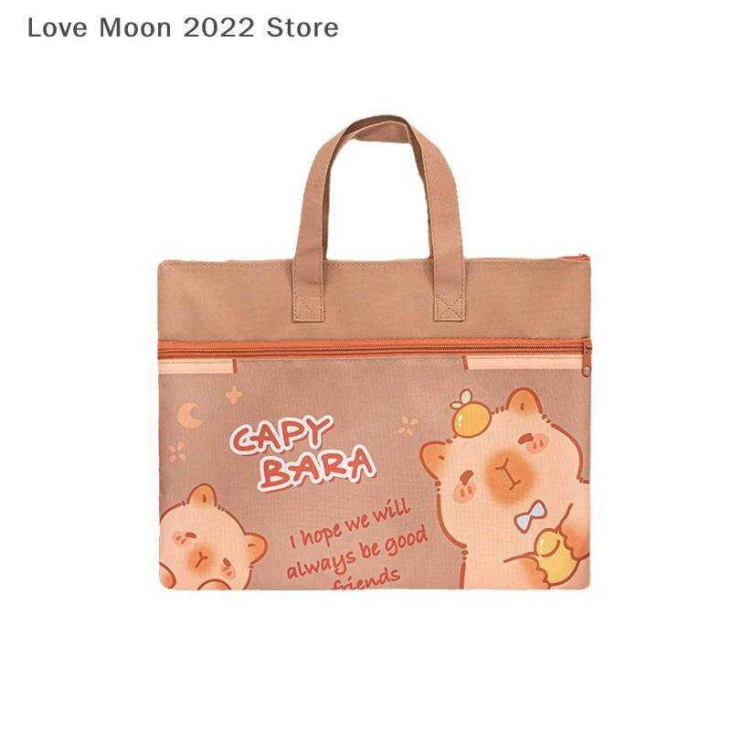 캔버스 Capybara 학생 튜토리얼 가방 지퍼 토트 학교 패킷 학교 사무용품 파일 가방 학생과 대용량