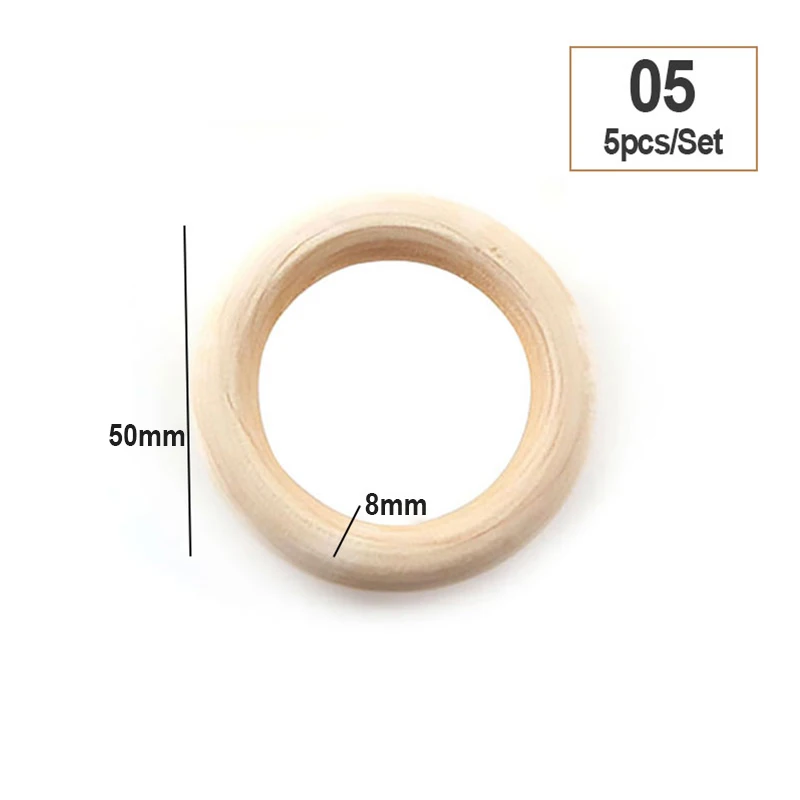 20-60mm Natural Wood Rings Unfinished Solid Wooden Rings For