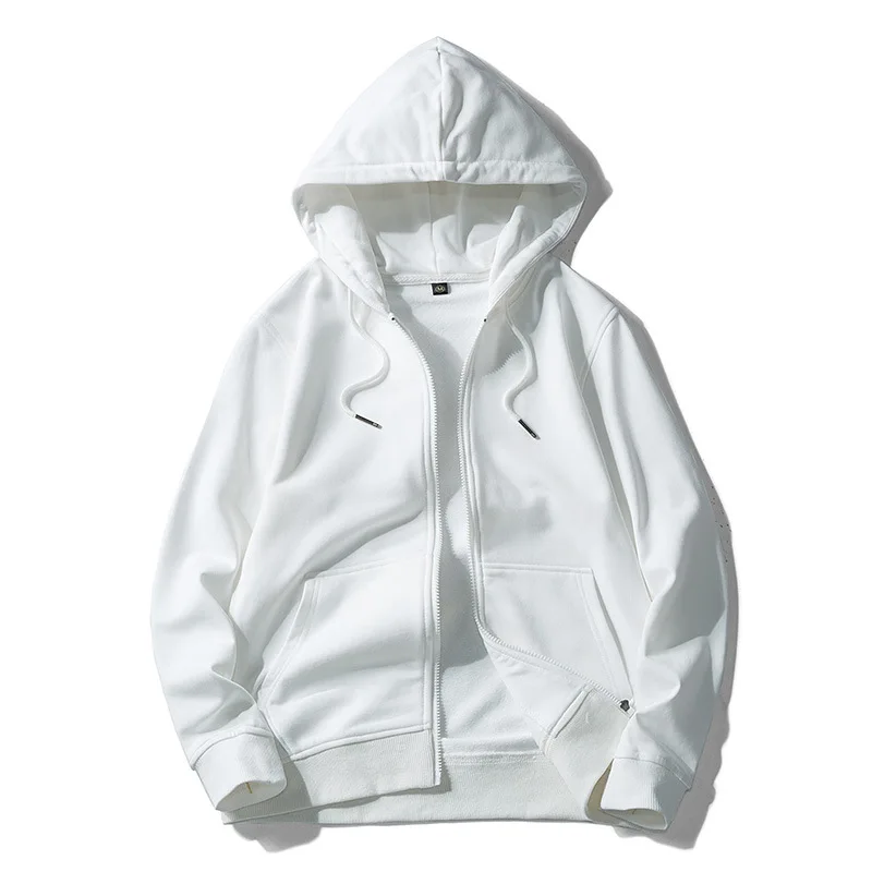 

American style pure cotton solid color hooded cardigan sweater for men's spring autumn 2023 new sports top jacket streetwear