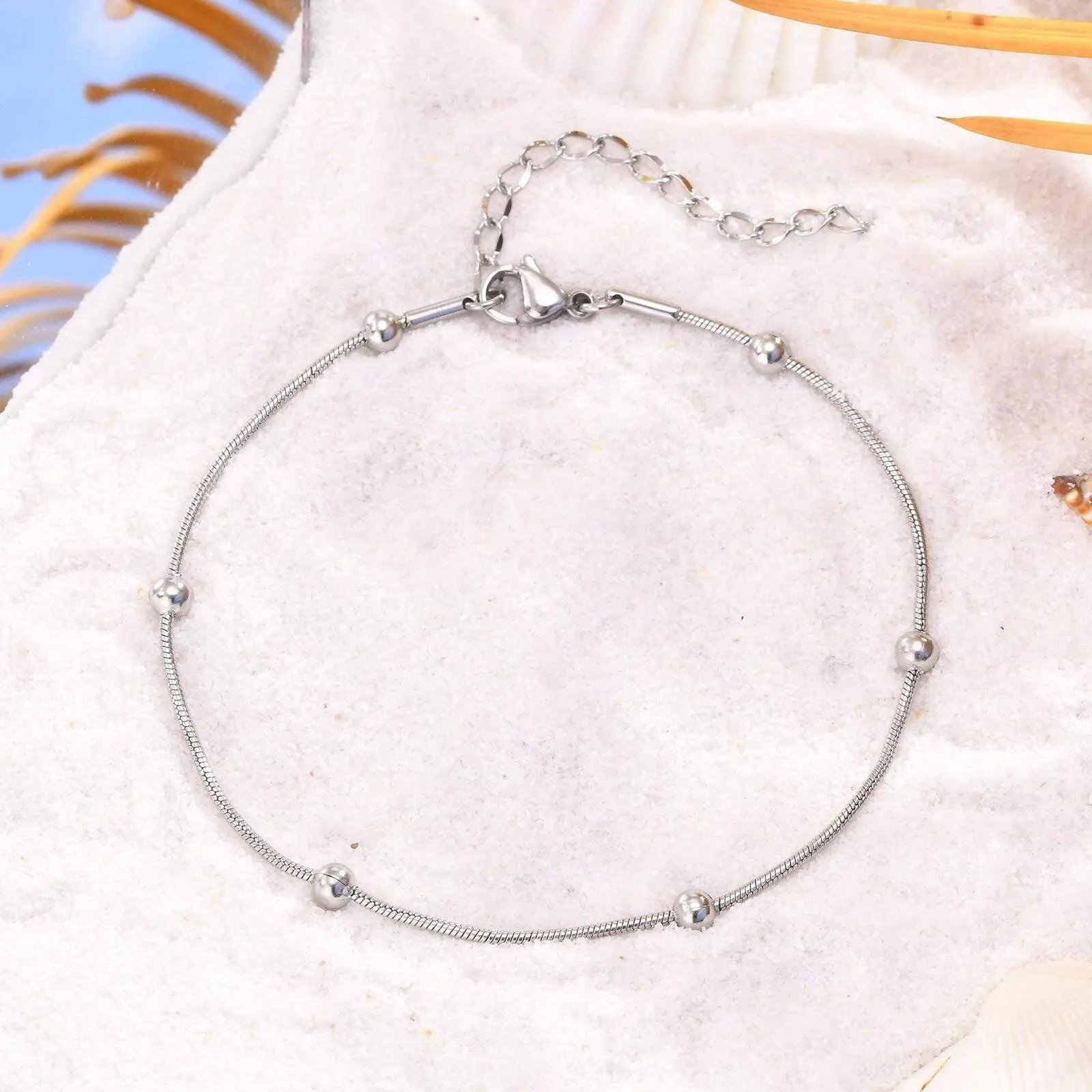 Snake Bead Chain Anklets For Daily Wear