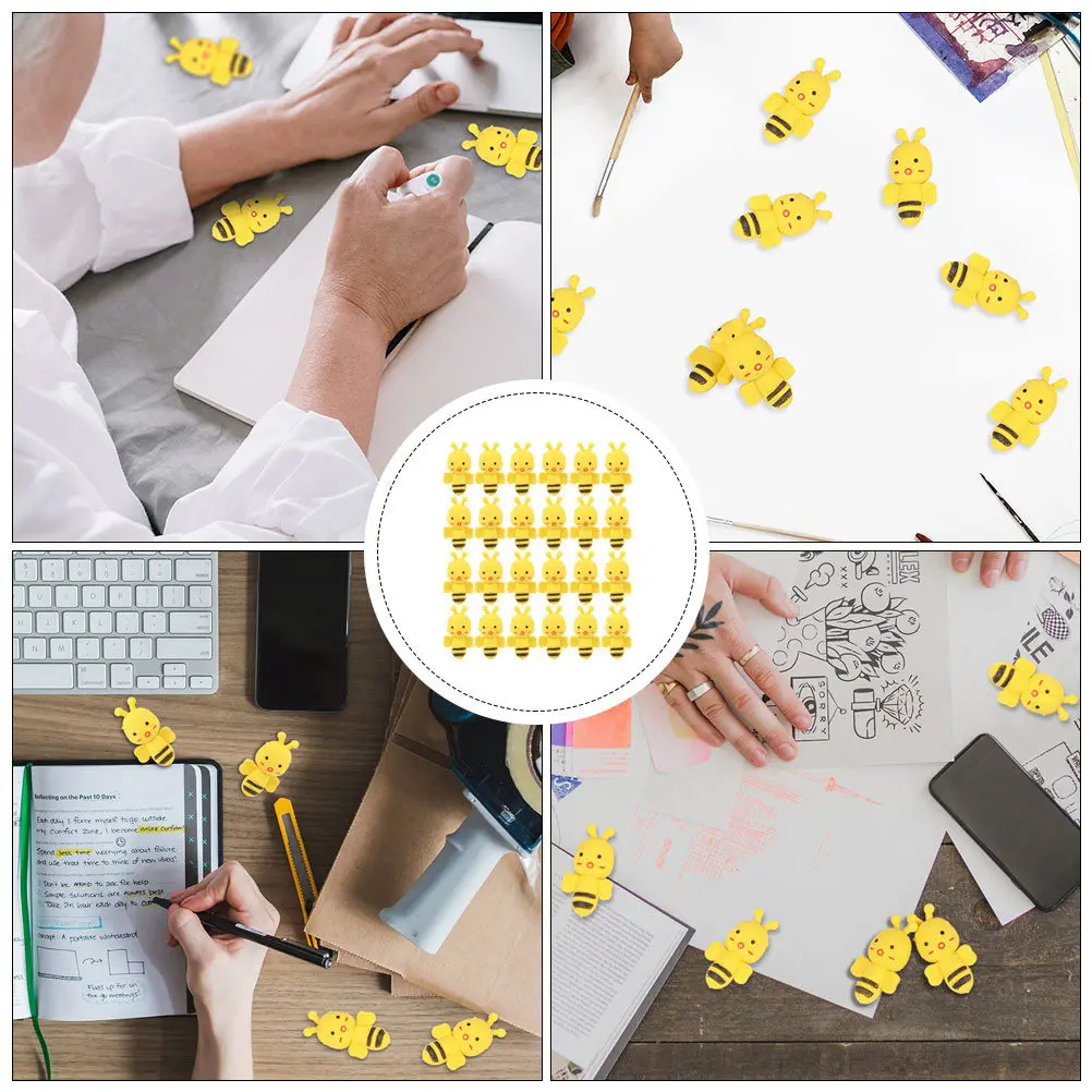 36Pcs 미니 꿀벌 지우개 귀여운 문구류 고무 지우개 대량 학교 상품 학습 용품 파티 선물 교실 보상 학생