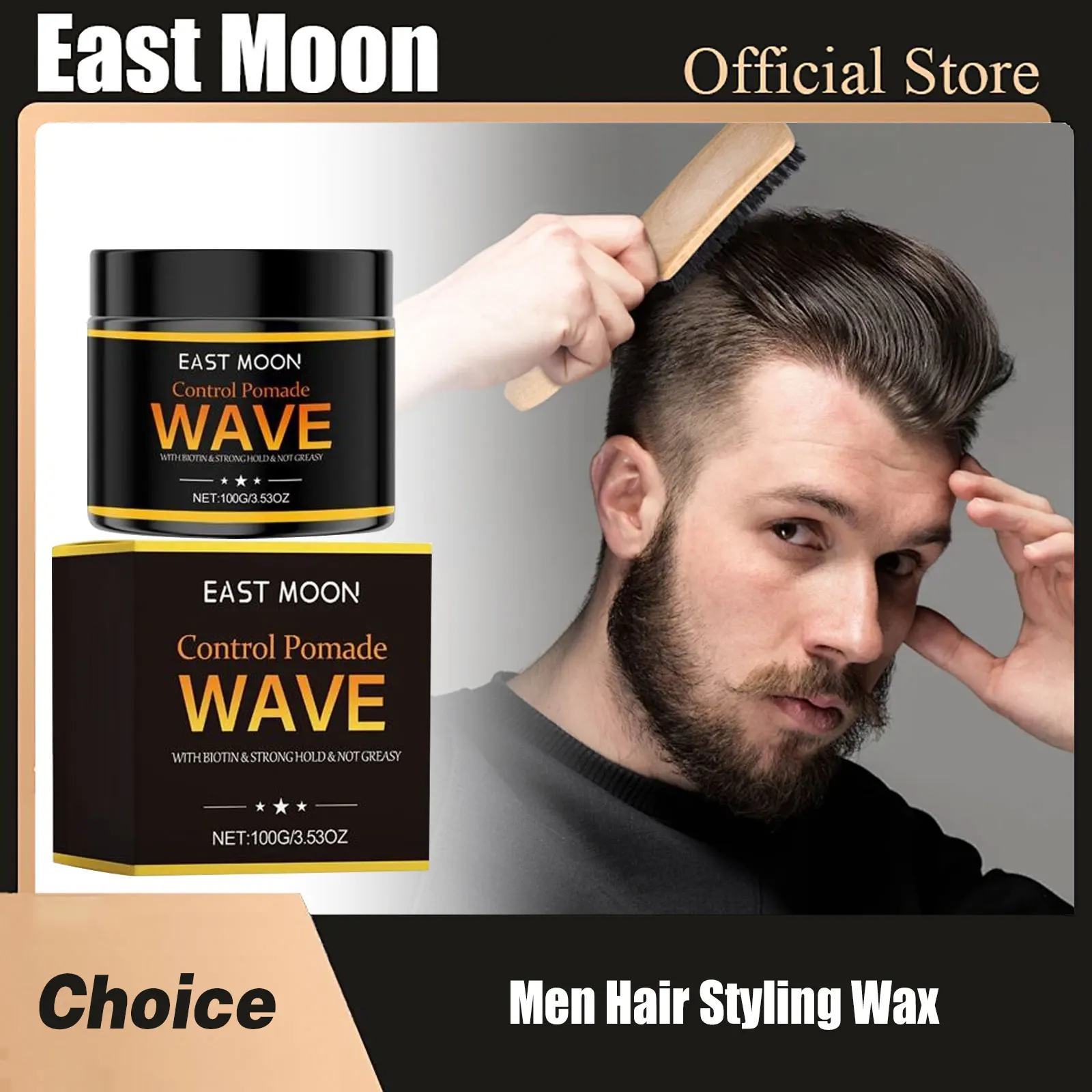 Men Hair Styling Wax Long-Lasting Strong Hold Reduce Frizz Improve Fluffy Wave Control Non Greasy Keep Shine Hair Shaping Pomade