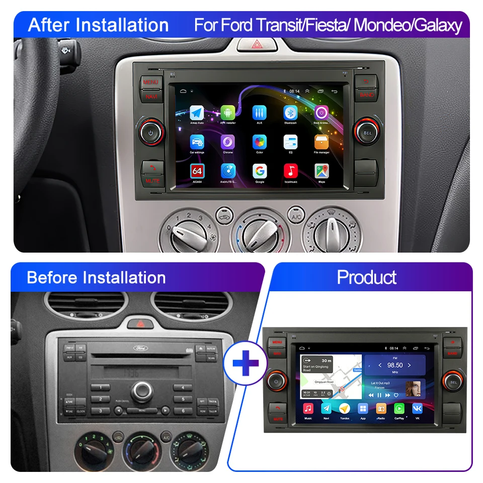 tomzz Audio 2415-090 Double Din Radio Installation Frame Suitable