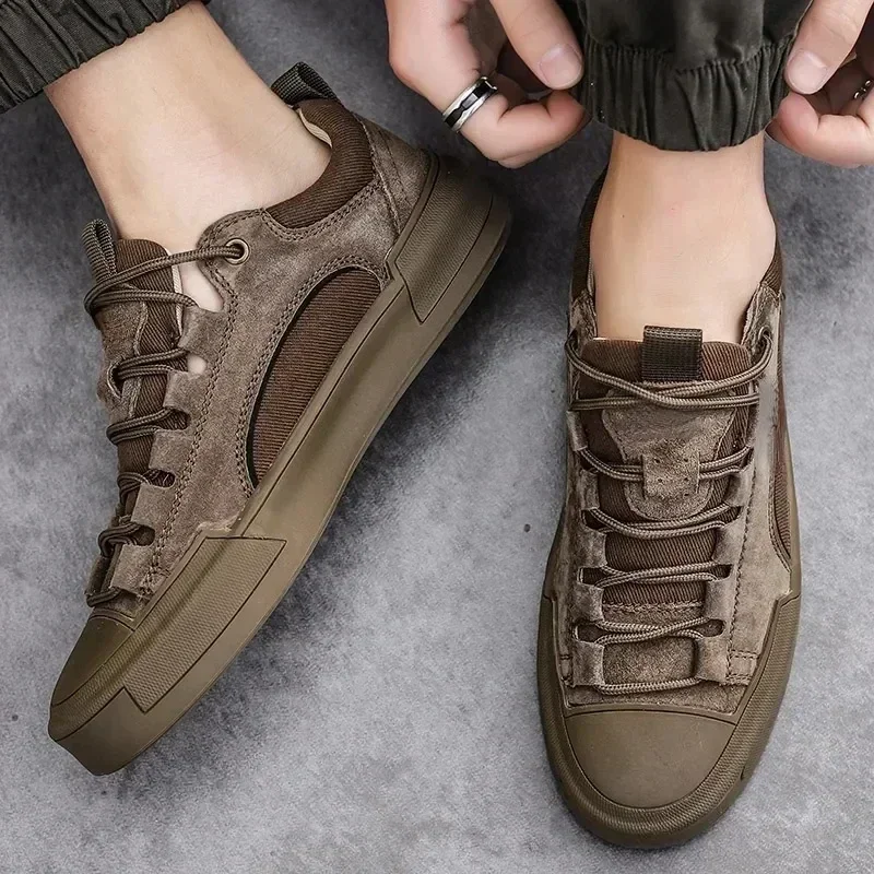 Trend Men's Casual Leather Shoes 2023 New Shoes for Men High-top Black Casual Male Sneakers Platform S 2023 New Tenis Masculino 4