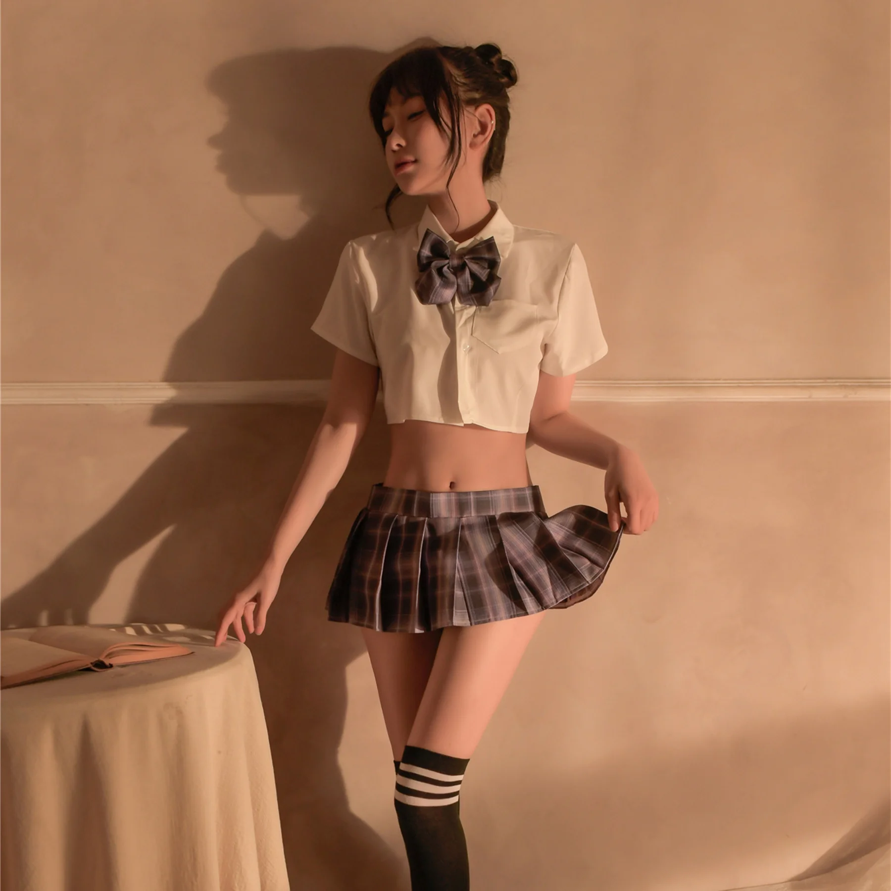 

Fun Lingerie Student Dress Sexy JK Academy Style Uniform Spicy Pleated Short Skirt Role Play Womens Clothing Nightclub Costume