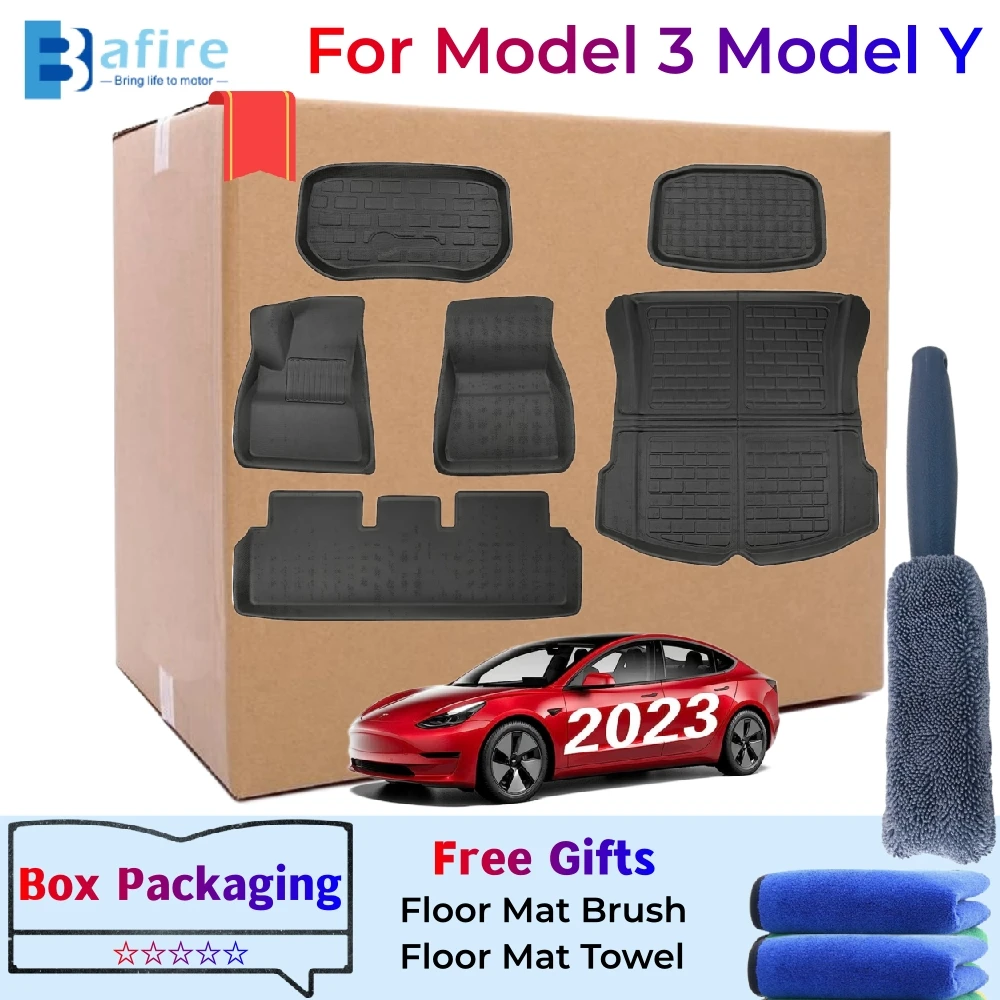 3D Floor Mats For Tesla Model 3 Model Y Custom Fit 3 Layer XPE Floor