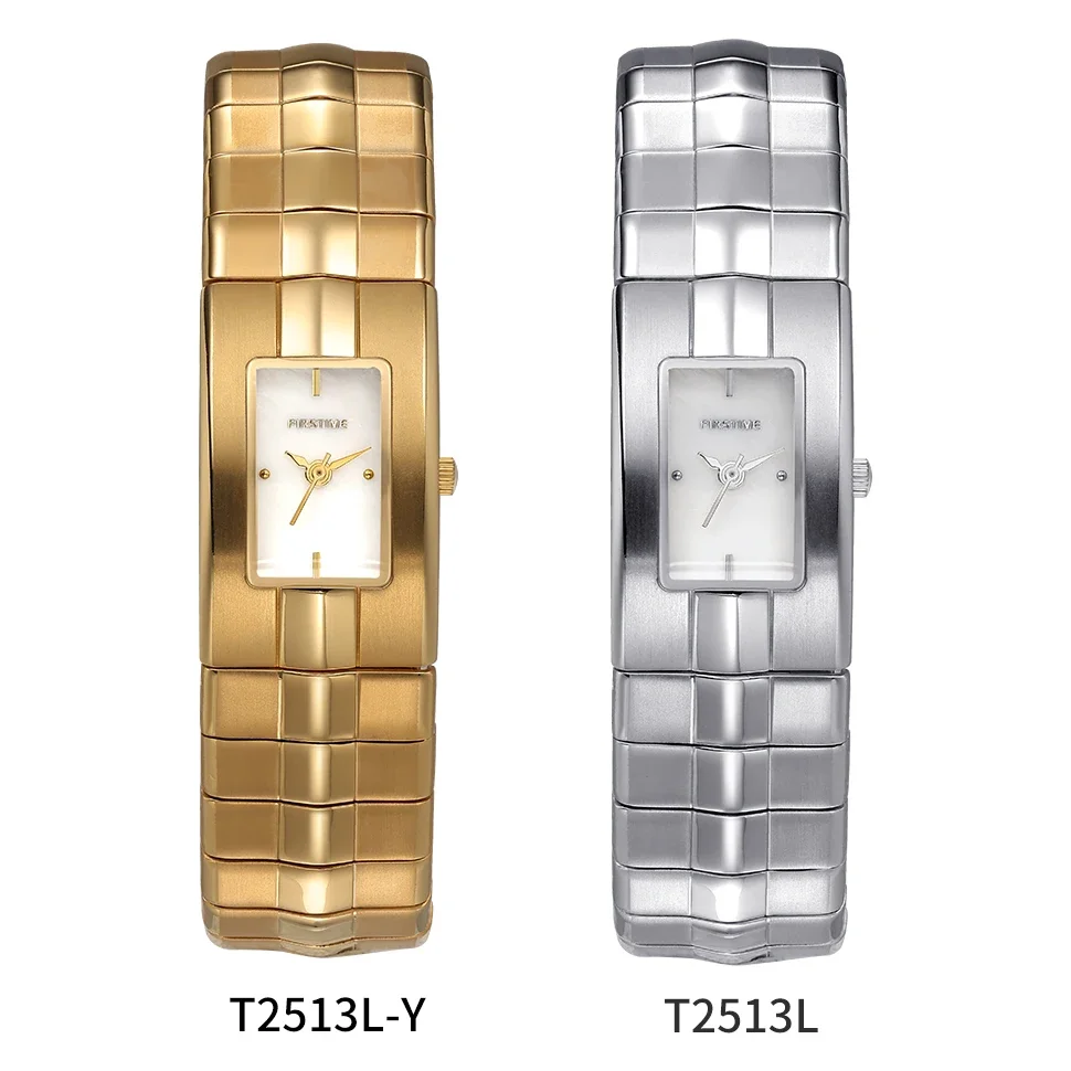 Berny Women Rectangle Watch Titanium Ladies Quartz Wristwatch Miyota 5Y20 Calendar Gold Tone Easy Lightweight Waterproof Watch