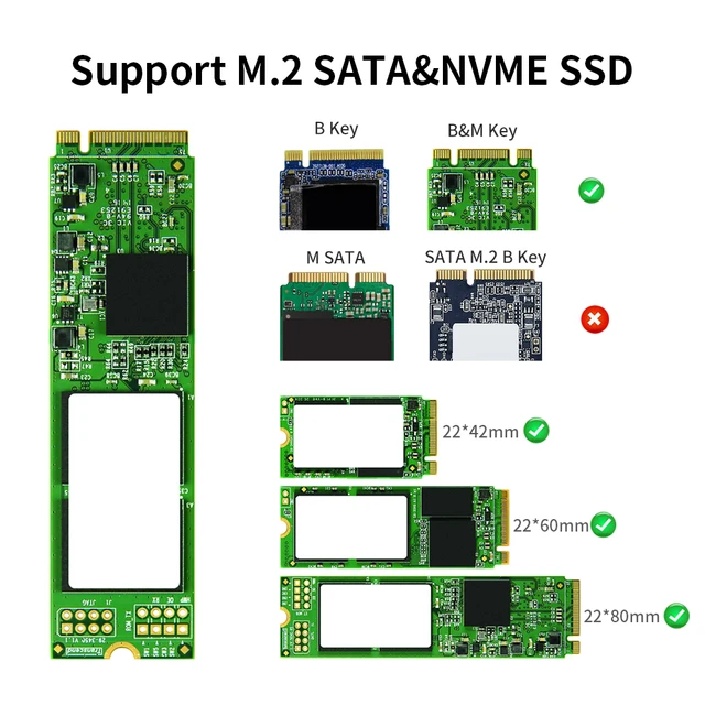 Boîtier Rocketek M.2 NVME et SATA NGFF en Aluminium Dual Protocol