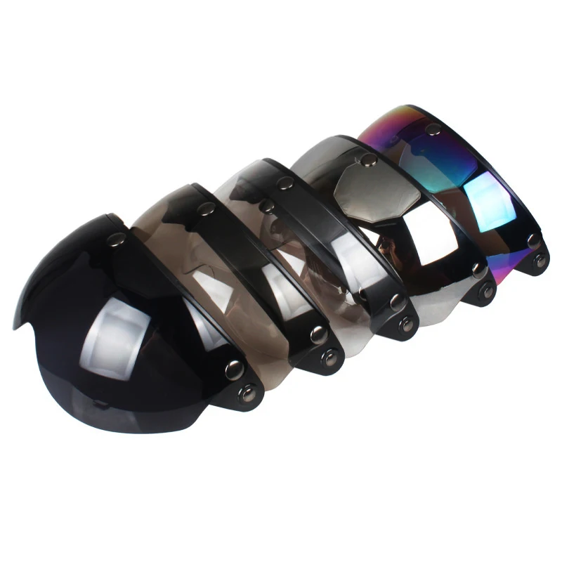 Visera universal de 3 broches para casco de motocicleta abierto, protector de viento abatible, lente de sol, visera para medio casco, protector de viento
