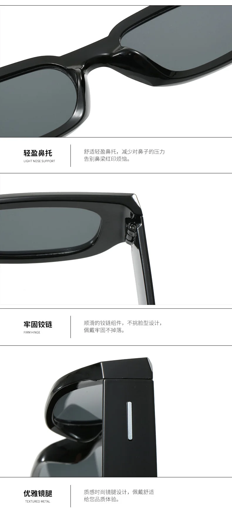 Neue Vintage Quadratische Sonnenbrille für Damen und Herren Marken-Rechteck-Sonnenbrille Ovale Brillen für Männer und Frauen – Detail 15
