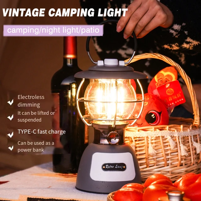 LED Camping Lamp Retro Hanging Tent Lamp Waterproof Dimmable