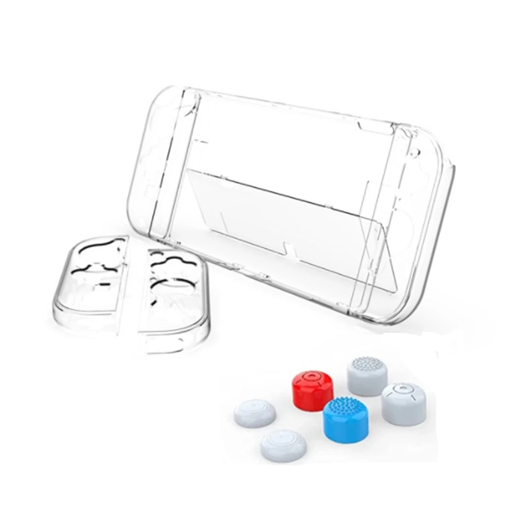 

Case Dockable for Nintendo Switch OLED Model,Clear PC Protective Case Cover with Thumb Cap for Joy-Con Switch OLED