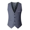 Slim Fit Suit Vests For Men Black Grey Navy Blue Business Casual Male Waistcoat Single Breasted Gilet Homme Formal Jacket 1