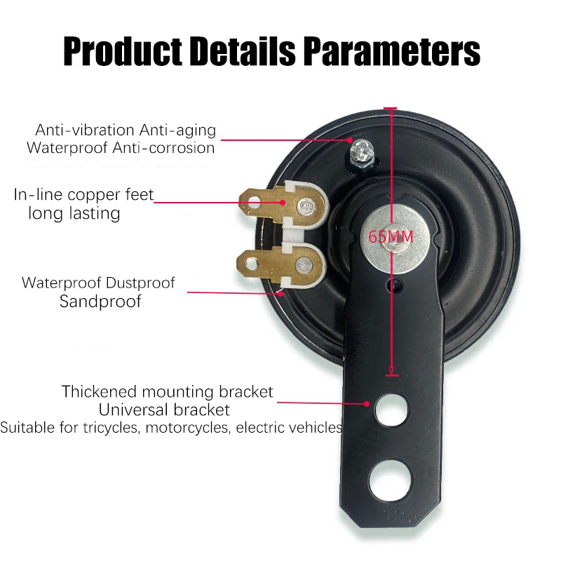 Motorcycle Electric Horn Universal Motorcycle Horn Speakers Electric Horn kit 12V 1.5A 105db Waterproof Speakers for Scooter Moped Dirt Bike ATV