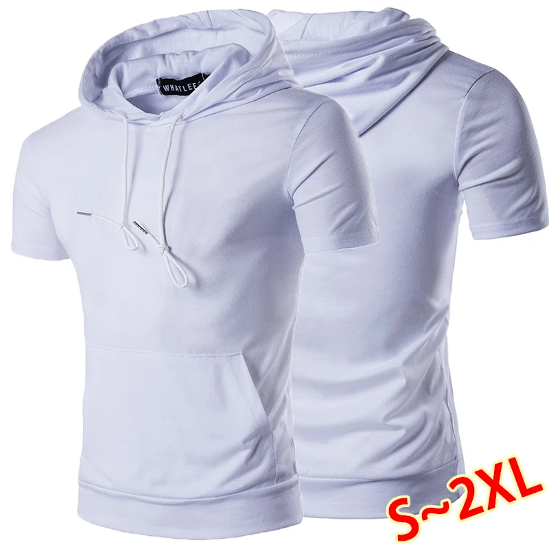 

Men's Hooded T-shirt Summer Fashion Street Style Solid Color Hooded Short sleeved T-shirt Personalized Hooded T-shirt