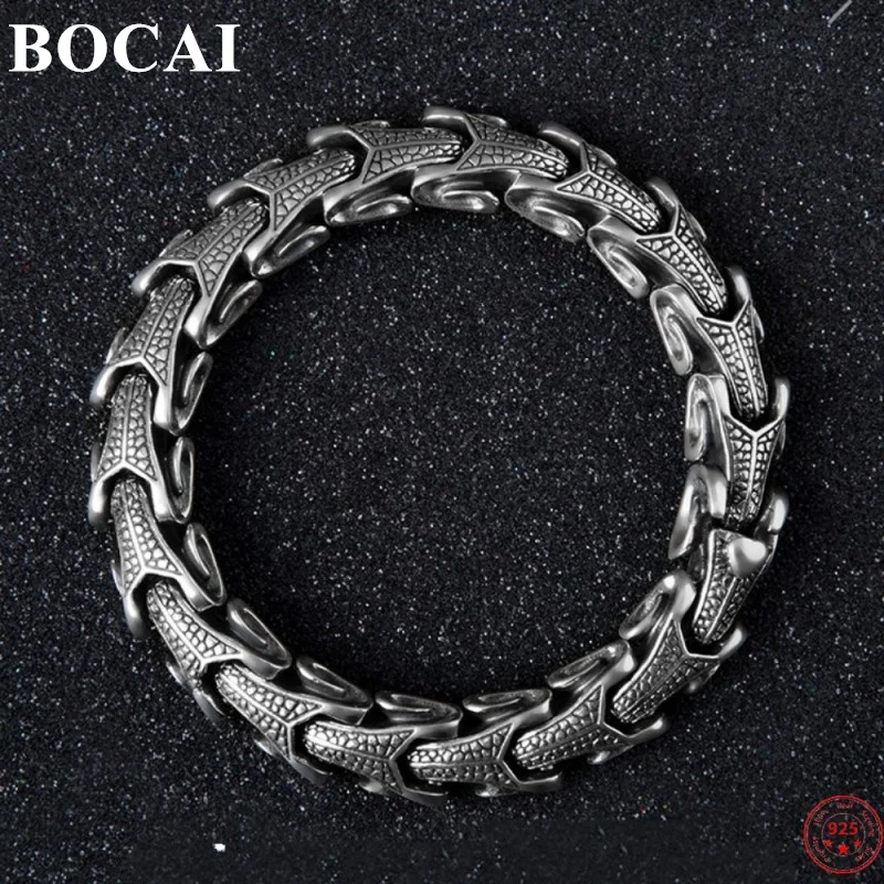 

BOCAI S925 Sterling Silver Bracelet Fashion Sheep Head Domineering Chain Pure Argentum Bangle Jewelry