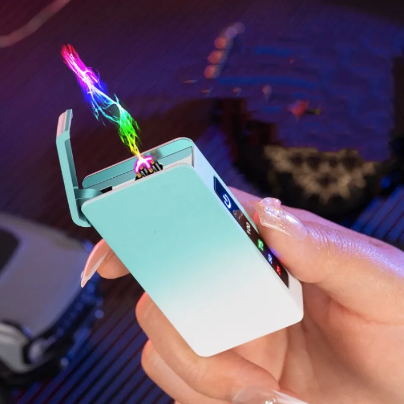

Creative Personality Double Arc Lighter DIY Laser Customized Touch Sensing USB Charging Metal Windproof Gift For Men