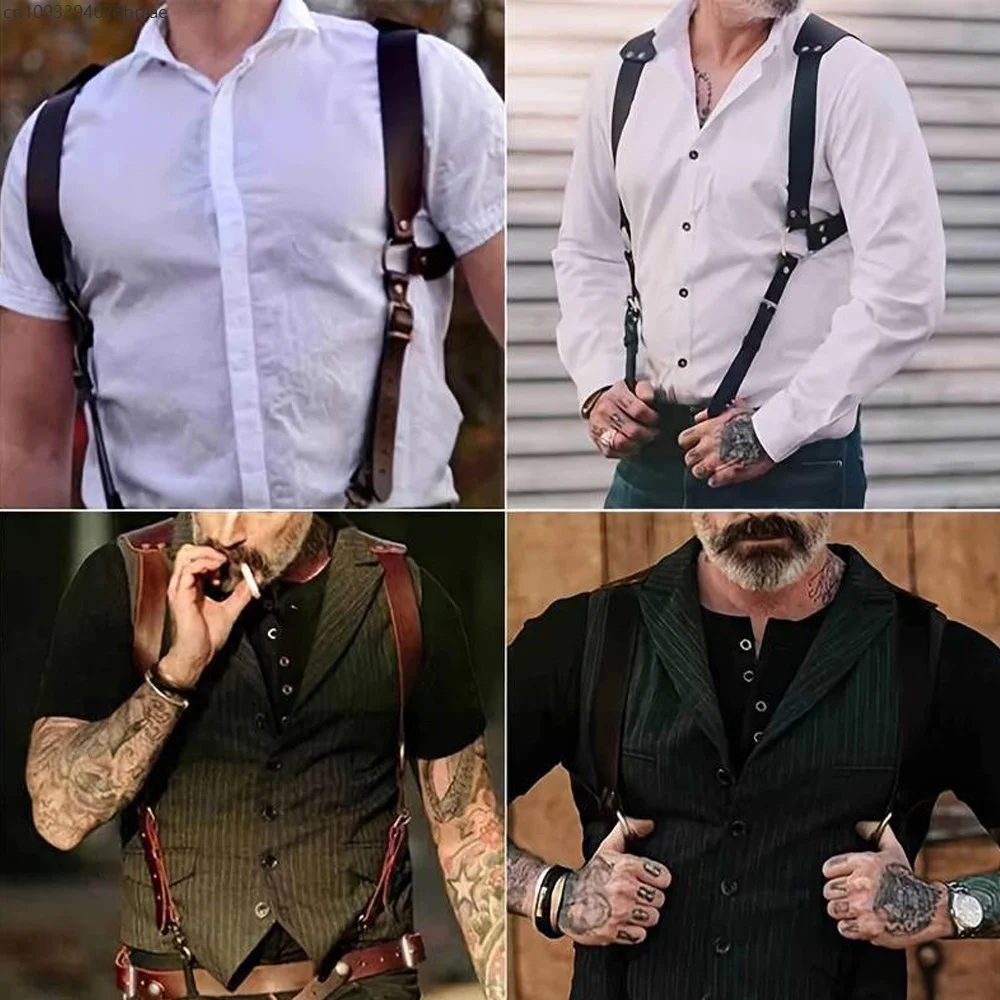 Suspenders Men's Pants Leather Adjustable Backpack Suspenders Suspenders Men's Shoulder Straps Fashion Adult Belt