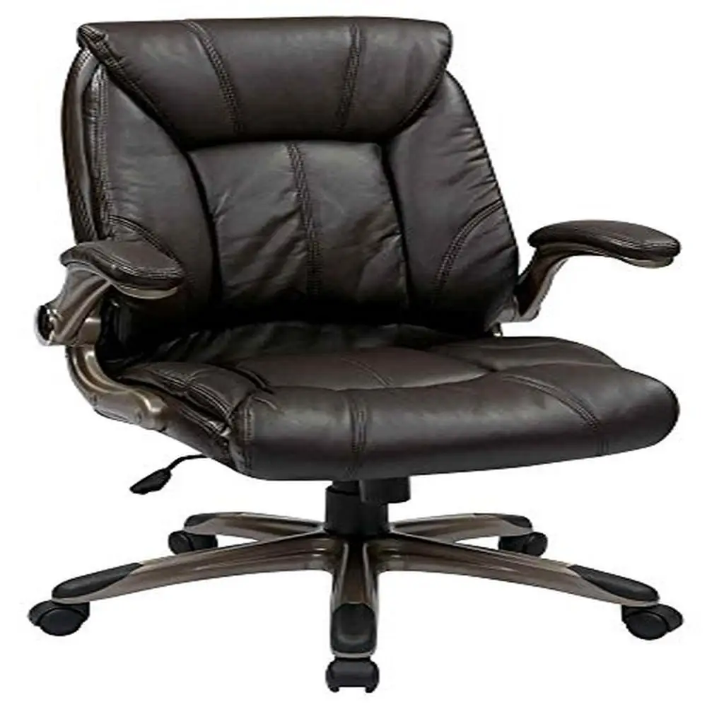 

Luxury Manager's Office Chair Faux Leather Lumbar Support Adjustable Height Padded Arms Heavy Duty Base Swivel Commercial