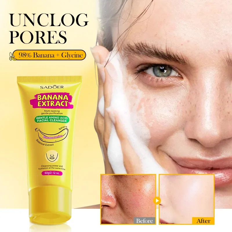 Amino Acid Cleansing Moisturizing Face Wash Oil Control Pore Shrinking Deep Clean Whitening Skin Care Banana Face Wash 4