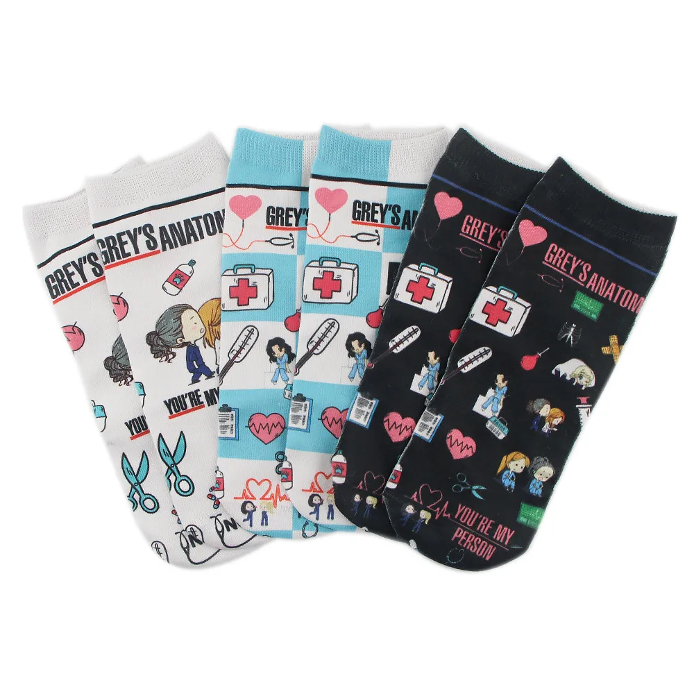 

TV Show Greys Anatomy Short Socks Cartoon Pattern Cotton Boat Sock Summer Adult Socks 2022