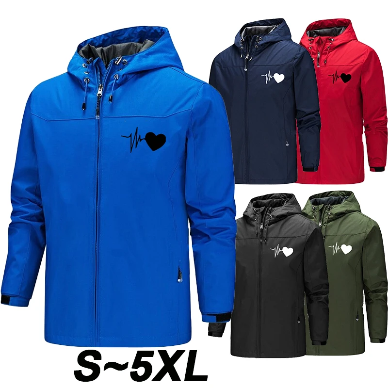 Winter training jacket Men's soft shell single layer jacket Printed waterproof windproof jacket Hooded jacket