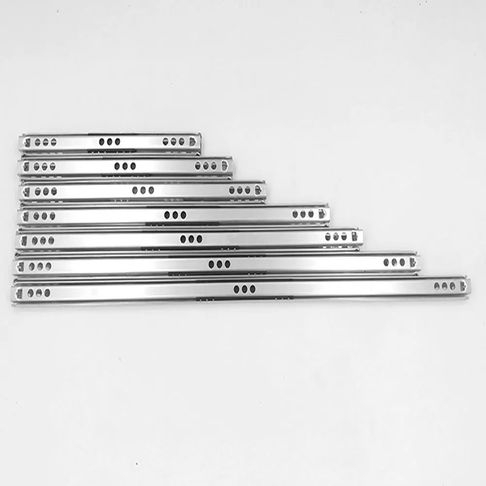 1Pair Micro Drawer slide Ball Guide Two Sections 17mm Wide Steel Fold Drawer Steel Ball Slide Rail Furniture Hardware Fittings