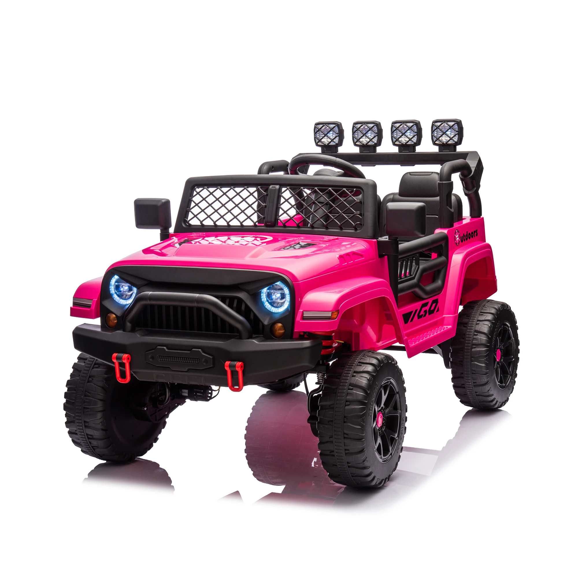 24V 2 Seater Ride On Truck Car 4WD motors 2.4G Remote Control Metal Suspension Soft Start Music LED Light Toys Gifts
