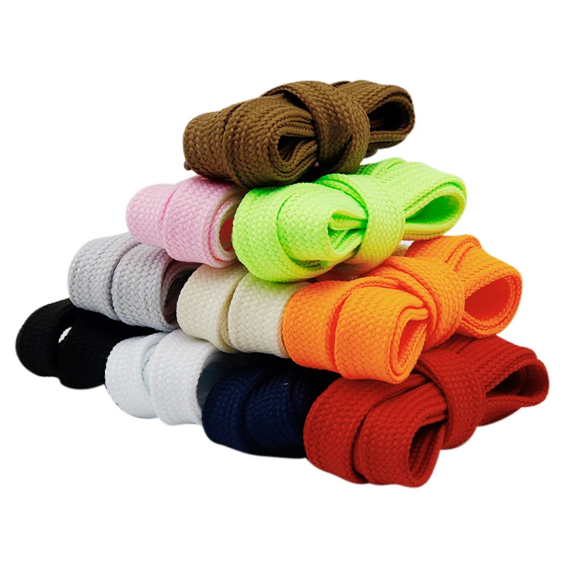 Coolstring 60-100Cm Kids Canvas Boots Shoe Wide Tape 18MM Satety Premium Flat Rope Solid Color Double Layer Polyester Fat Cordon