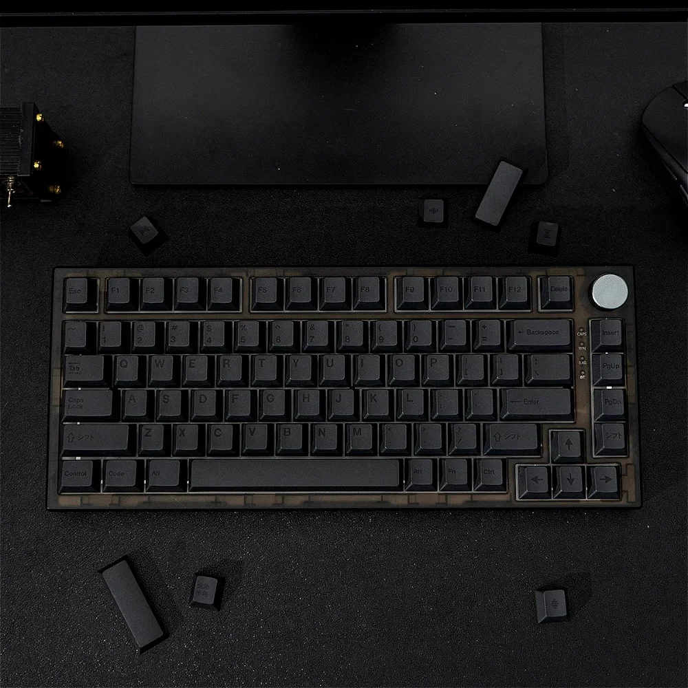 검은색 일본어 PBT 키캡 - 61/64/75/96/TKL 기계식 키보드용 열승화 기능이 포함된 체리 윤곽 풀 세트