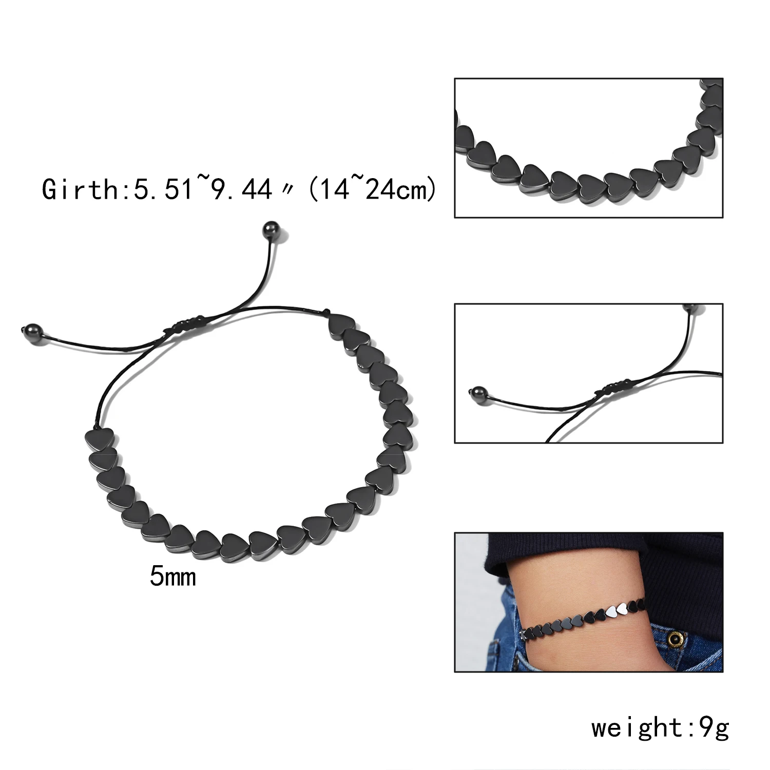 Black Hematite Bracelets For Women Men Healing Beads Loss Weight Effective Bracelet Bangles Therapy Arthritis Health