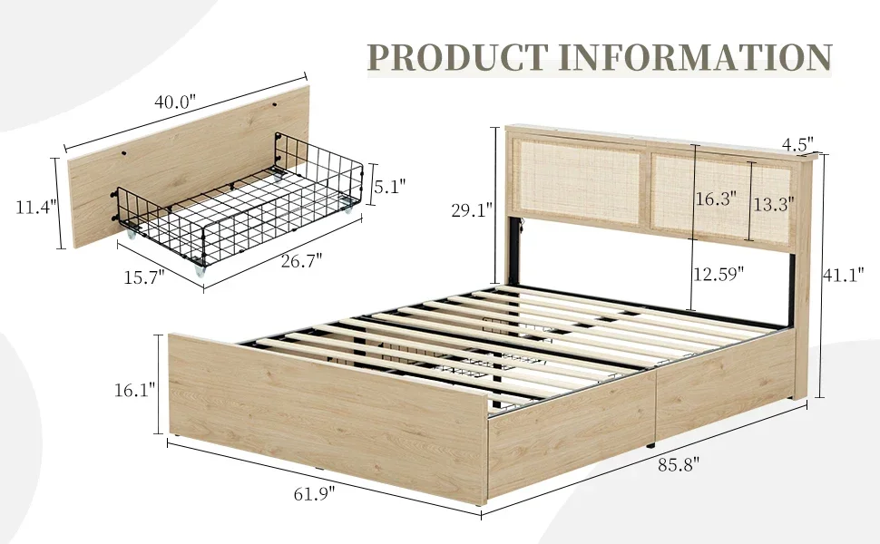 queen bed frame with headboard